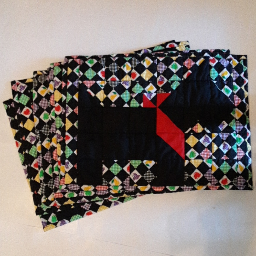 Handmade Scottie Dog Fabric Placemats set of 6